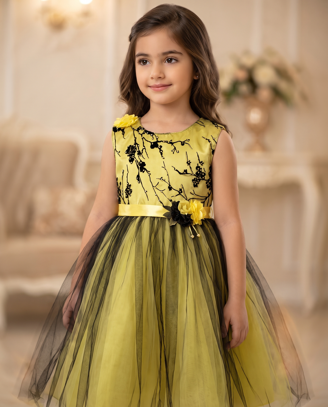 Girls Party Wear Frock – Premium Floral Tulle Dress | Imported Quality
